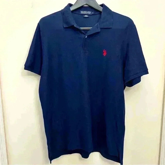 US Polo Assn Shirt Men's Blue Navy Short Length Collared Top Association Size L - Picture 1 of 6
